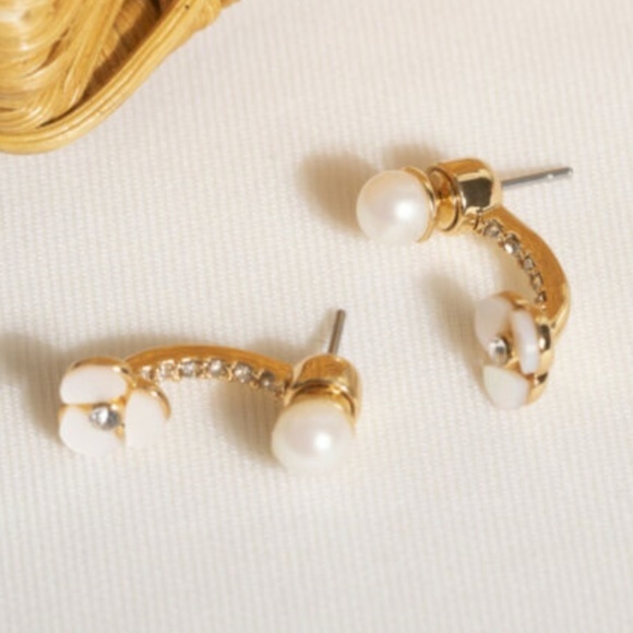 Kate Spade Gold Disco Pansy Ear Jacket Earrings - Picture 6 of 8